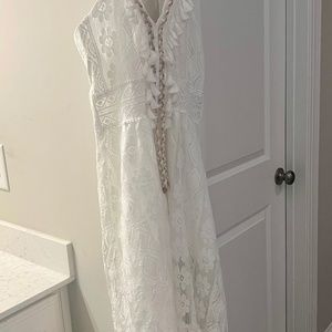 White Lace Long Dress Adjustabe Staps High Low Length New Never Used